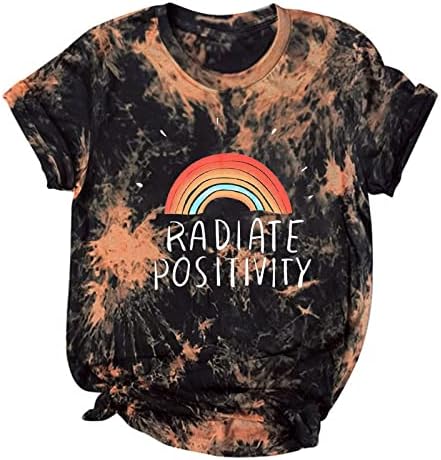 Tinejdžerke slatka smiješna kravata majice Rainbow Grafički vrhovi košulje kratki rukavi čamac poklon majice 2023 li