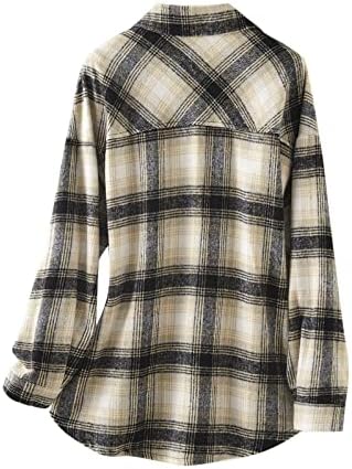 Tinejdžerka flannel casual džemper s dugim rukavima kardigan gumb gore gumb za crtanje ženke flanel karirana jakna