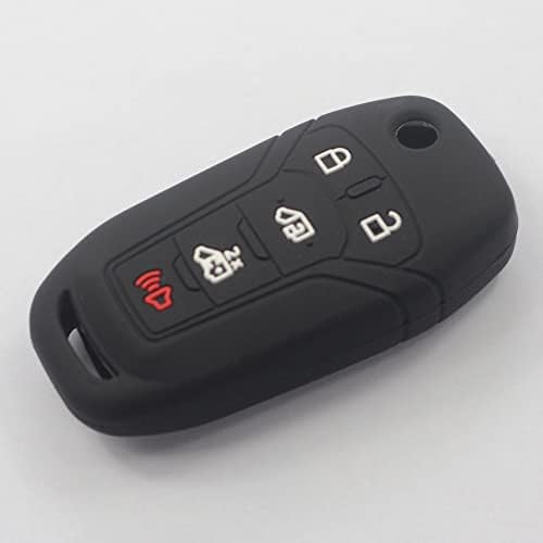 KCPROS 2PCS Crni guma Silikone 5 gumba Daljinski pametni flip ključ FOB poklopca zaštitnik futrola bez ključa s privjesom za ključeve