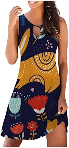 lcepcy ženska haljina za uskrsna jaja ključanica casual labava haljina za tenk 2023 Ljetna kratka mini haljina plaža zabava za zabavu