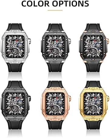 TWRQA luksuzna modifikacija kompleta Case Watch Band za Apple Watch 8 7 45 mm čelični remen za IWatch Series 8 7 45 mm remen za gledanje