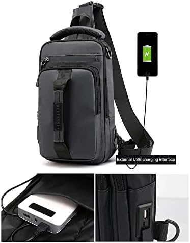 Chargella Sling torba za muškarce i žene vodootporni ramena Daypack Crossbody Rockpack za putovanja planinarenje s USB punjenjem luka