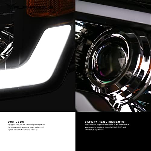 Kompletna LED svjetla projektora serije 8709917 serija ale sa serijskom LED trakom pozadinskog osvjetljenja-Crni jantar s kromiranim