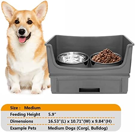 Zdjele za pse od nehrđajućeg čelika, dvostruke zdjele za vodu i hranu za pse, podignute zdjele za pse, uklonjiva uvlačiva zdjela za
