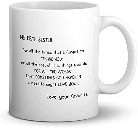 Keramička šalica od 11 oz. smiješni poklon za sestru šalica za kavu s mlijekom i čajem, rođendanski i Božićni pokloni za sestru od