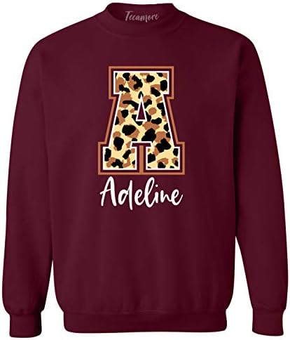Teamore leopard tiskani Personalizirani naziv košulja s kapitalnim monogramom Pismo žensku majicu poklon