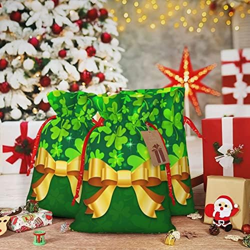 Božićne poklon vrećice s kravatom Zelena-blistava-djetelina-Patrickove vrećice za zamatanje darova božićne poklon vrećice za zamatanje