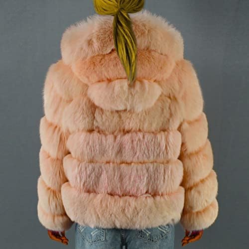 Lažljiva krzna čvrsta jakna za žene lepršavi dugi rukavi kratki kaput jesenski zimski šljokićni kaputić debela dugačka odjeća