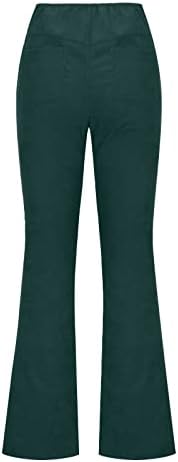 DreamLascar Slim Fit Corduroy Flare hlače Žene mršave ležerne hlače bootcut joga sportske gamaše hlače s džepovima