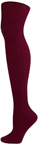 Kompresijske čarape za žene dugački čvrsti modni pletenje modno modno koljeno u boji čarape za odrasle pamučne čarape duge čarape uska