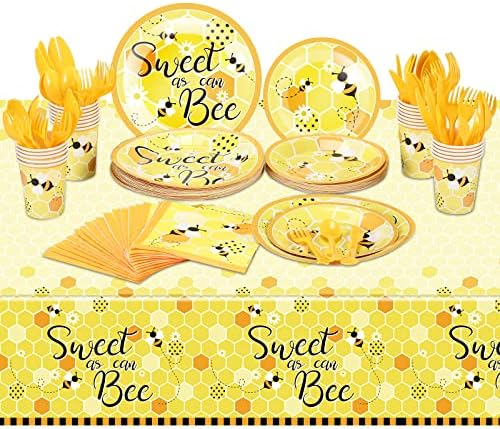 170 komada tanjura i salveta Bee, pribor za zabavu, Set za tuširanje za bebe a-list uključuje stolnjake, tanjure, salvete, papirnate