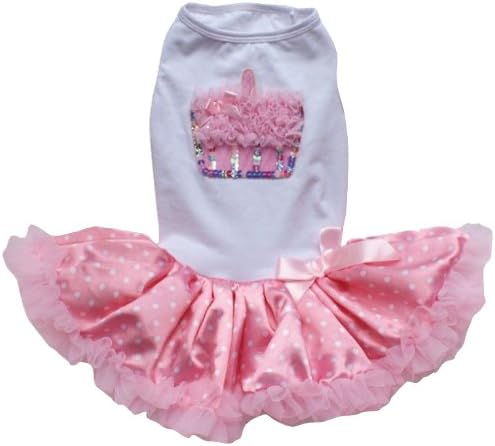 Pawpatu Pawpatu White and Pink Ruffle Cupcake haljina za pse od 13-20 kilograma, bijela/ružičasta