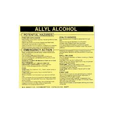Vinilna oznaka 93483 za opasne materijale, crno na žuto, visina 3 3/4 inča širina 4 1/2 inča, natpis alil alkohol