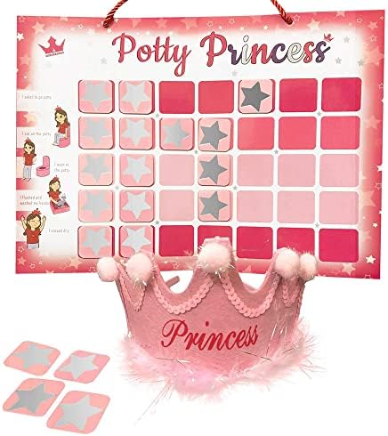 Potty Training Chart za malu djecu - Princeza tematska magnetska grafikona nagrada sa zvjezdanim magnetima i krunom