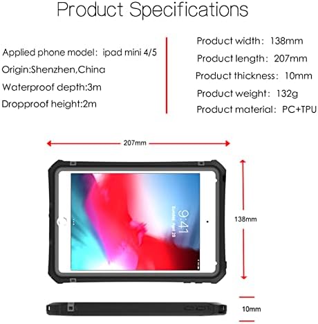 Vodootporna futrola za novi iPad Mini 5 2019/Mini 4 2015, zaštitna futrola za cijelo tijelo s ugrađenim zaslonskim filmom, otpor na
