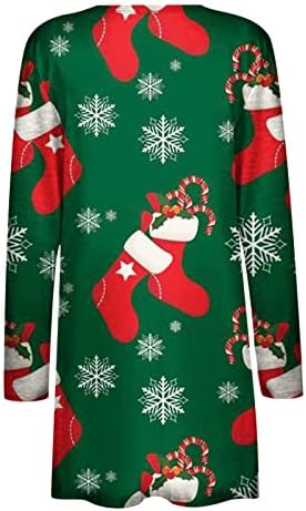 Žene božićni kardigan ružno slatka Xmas grafička košulja vrhova dugih rukava otvoreni prednji lagani praznični kardigan