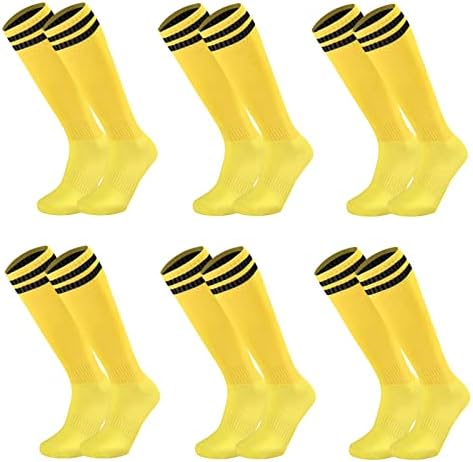 2, 6 pari dječjih nogometnih čarapa za mlade, jednobojne prugaste nogometne sportske čarape do koljena za dječake i djevojčice od 6