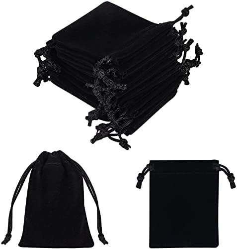 Goclimber 24pcs Little baršunaste torbice, crne baršunaste platnene torbe za nakit mali poklon