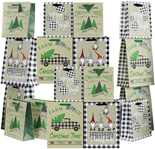 Iconikal božićni tisak poklon vrećica, dizajni seoske kuće, 24 broja