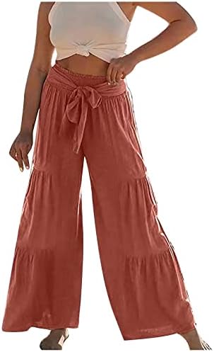 Ozmmyan hlače širokih nogu za žene casual elastični struk Elastični struk naramenice za crtanje čvrste boje ruffle duge hlače plus