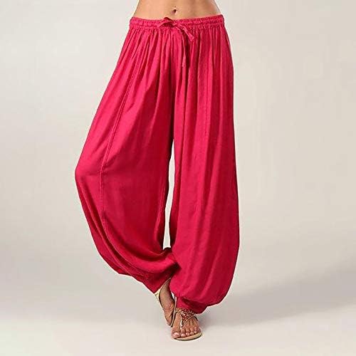 2023. Nove pamučne lanene hlače za žene, elastični palazzo široki struk Jogger joga joga hlače udoban dnevni boravak vrećaste hlače
