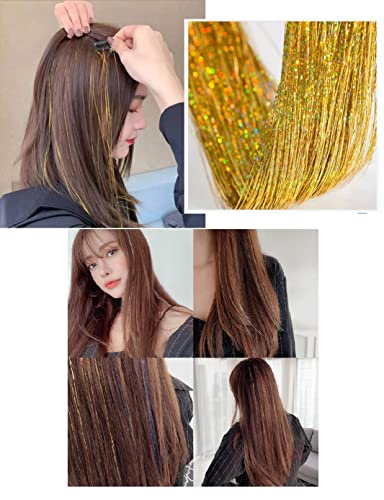 Set za produženje kose sa šljokicama od 12 svjetlucavih boja čarobni nastavci za kosu s alatima za žene, bez ozljeda kose, set pramenova