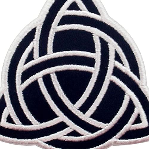 Triquetra keltska simbologija zakrpa Izvezeno Applique Iron na šivanju na amblemu, bijelo i crno
