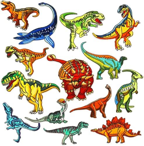 14pcs Dinosaur vezeni flasteri, Applique za odjeću, kape, traperice, jakne, haljinu, šivanje ili željezo na flasterima, slatka DIY