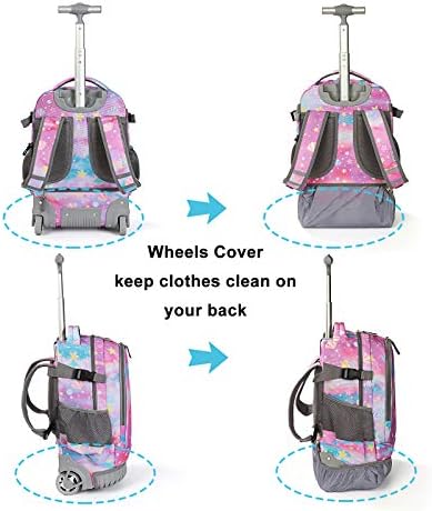 Tilami kotrljajući ruksak s dizajnom kotača na kolicama, slatkim crtanim filmom tiskanim za dječake i djevojčice, putovanja, škole,
