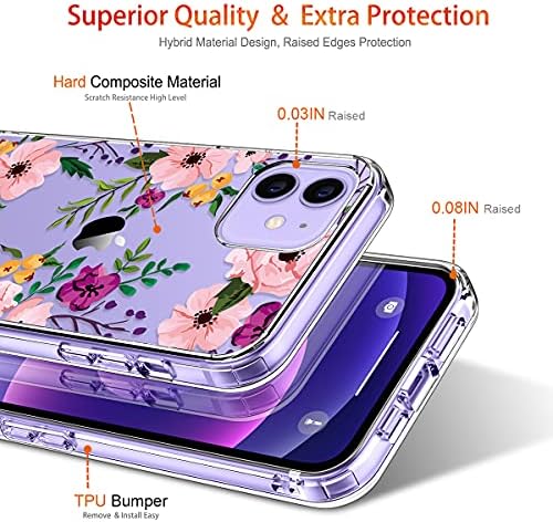 GIIKA za slučaj iPhone 12, iPhone 12 Pro futrola sa zaštitnikom zaslona, ​​čisto zaštitne cijele tijela cvjetne djevojke žene otporne