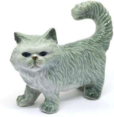 Zoocraft porculan siva perzijska mačka figurice ručno rađene minijature kolekcionarske keramike