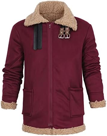 Muški šerpa nejasna jelena flece obložena jakna zima topli varlica zip up zip up vintage kaput vanjska odjeća