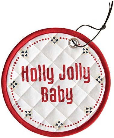 Kreativni koo-op 8 Okrugli držač pamučnog lonca Holly Jolly Baby, Red & White zabavni tekstil, Multi