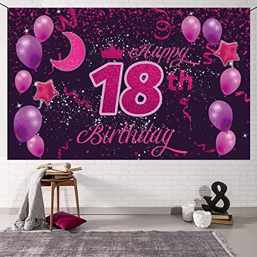 Ružičasta ljubičasta pozadina sretan rođendan 18 godina 18 godina Sretan rođendan 18 godina rođendanski Pribor 18 godina rođendanski