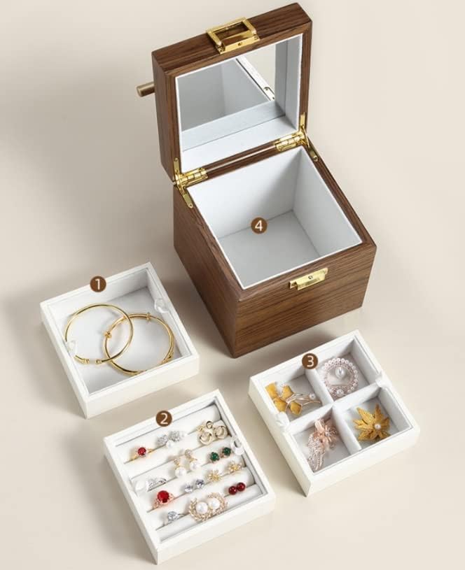 Kutije za nakit vongaz nakit kutija za nakit 3 sloja kutija nakita luksuzni veliki drveni organizator futrola za naušnica držač za