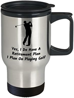 Golf kava Putnička šalica najbolja smiješna jedinstvena golfera osoba čaj čaj savršena ideja za muškarce žene da, imam plan umirovljenja,