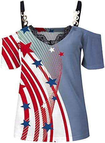 4. srpnja Košulje žene USA zastave Ljetni kratki rukavi O vrat tunike Stripe Stars Zvijezde labave fit casual party košulja tunika