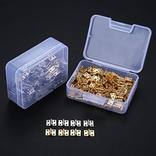 100pcs/kutija mini šarka 8 * 10 mm mesingani ormarići vrata ormarića ormarići ukrasni šarke za kutiju od drveta nakita +nokat +kutija