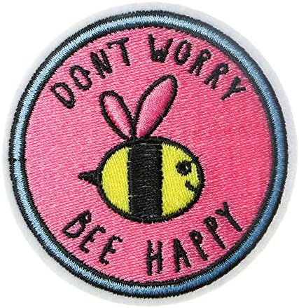 Jpt - ne brini pčela sretna zabavna krila slatka crtana izvezena applique željezo/šivati ​​na flasteri značka slatka logotip flastera