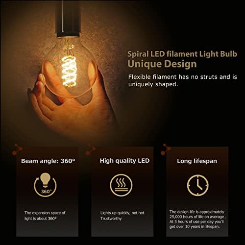 LED žarulje sa globusom 925, Vintage fleksibilna spiralna LED žarulja sa žarnom niti, Vintage Edison led žarulja, 6 pakiranja, mekana