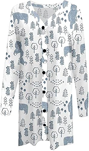 Tunika božićno drvce bluza žena ugodna zabava dugih rukava kardigans poliester festival u džepu u džepu